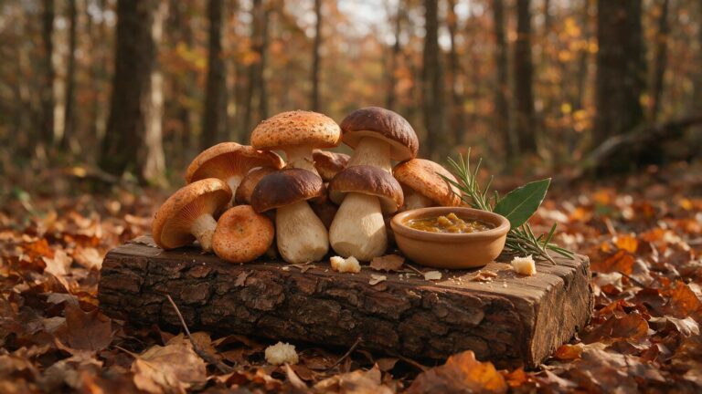 Setas de otoño frescas con níscalos, boletus y setas de cardo